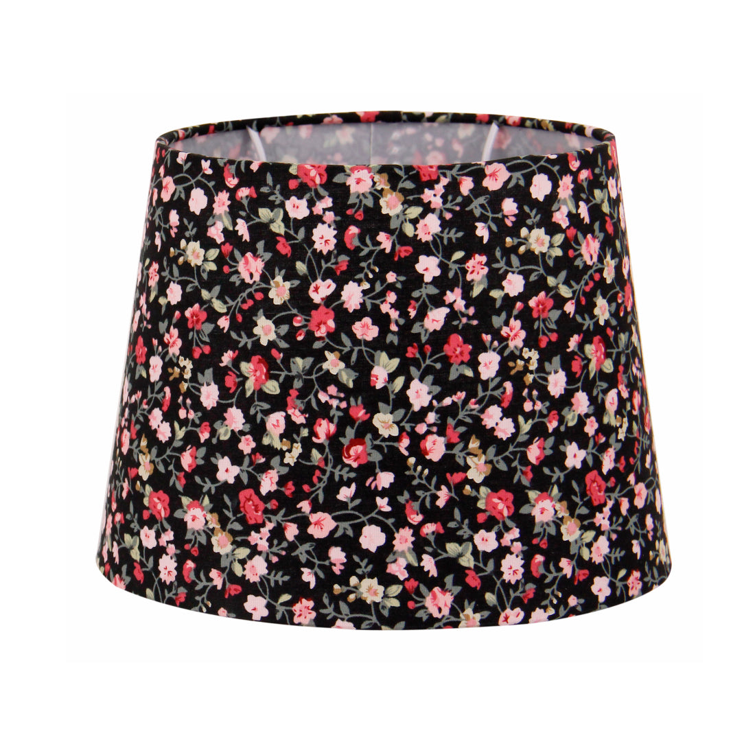 Pantalla de lámpara de tambor de flores varias - Negra - 20 o 25 cm - Diseño romántico