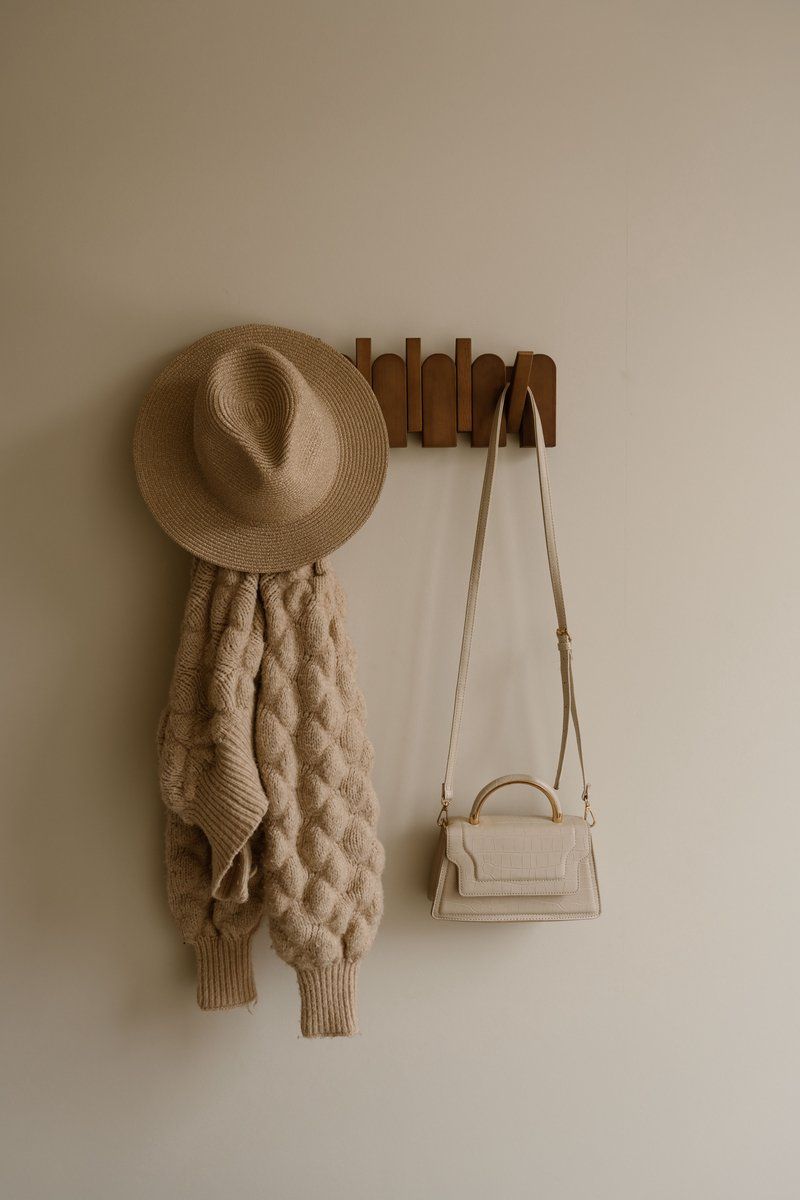 Indore Home - Wall Coat Rack Flip - Arch - Wood - Foldable = 6 Hooks