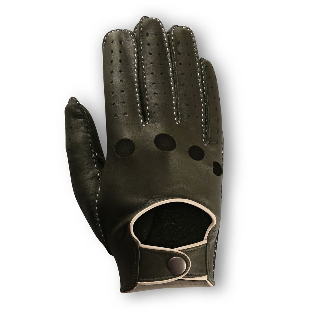 Luxury Hand-Stitched Green Driving Gloves