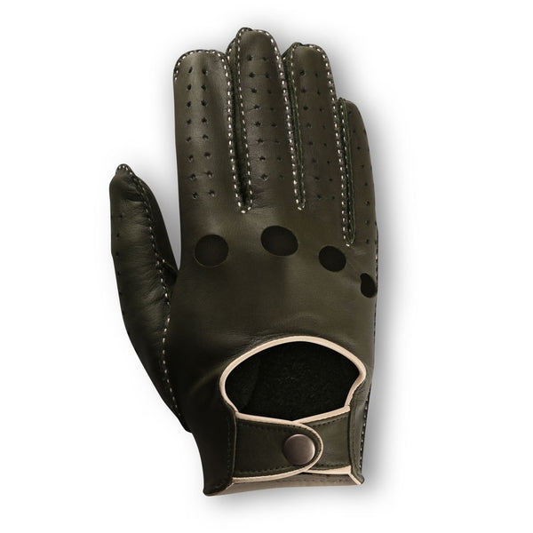 Luxury Hand-Stitched Green Driving Gloves