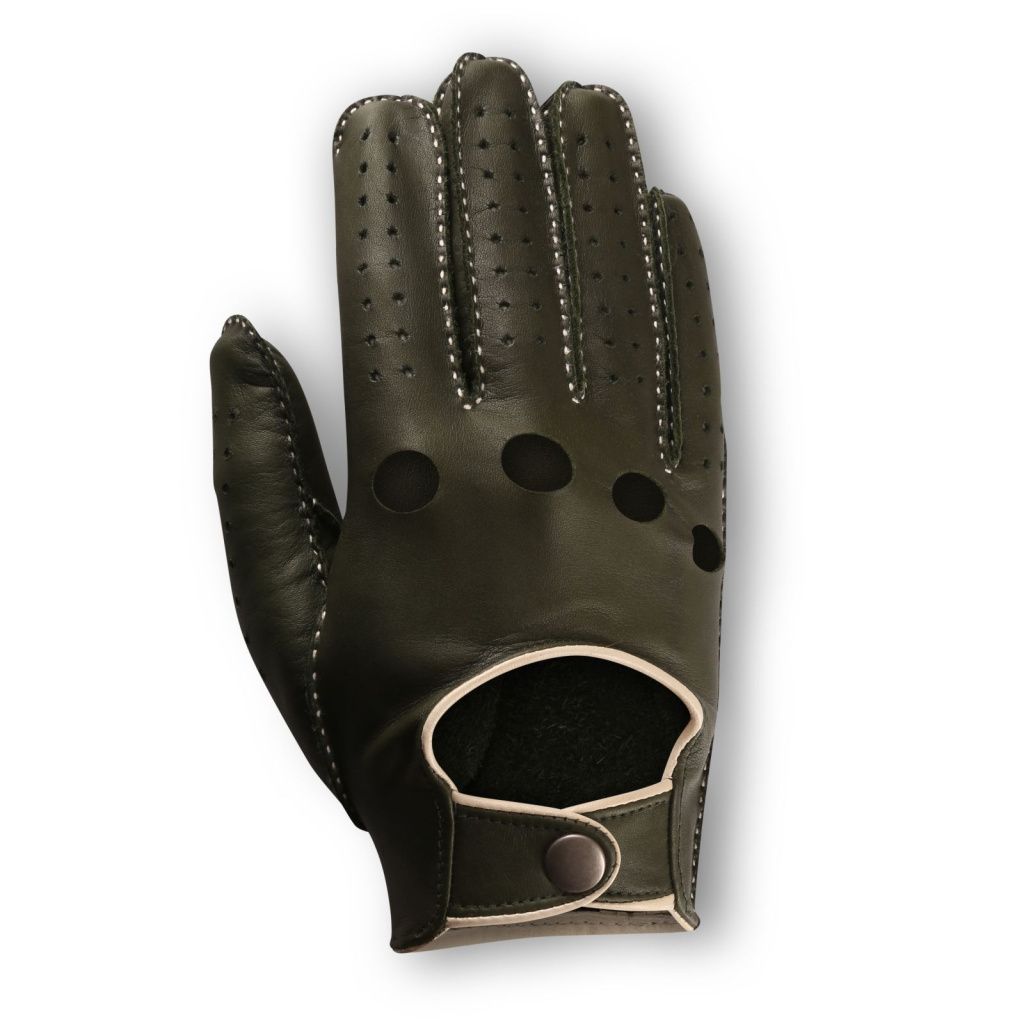 Luxury Hand-Stitched Green Driving Gloves