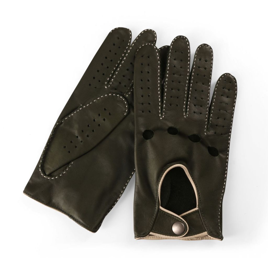 Luxury Hand-Stitched Green Driving Gloves