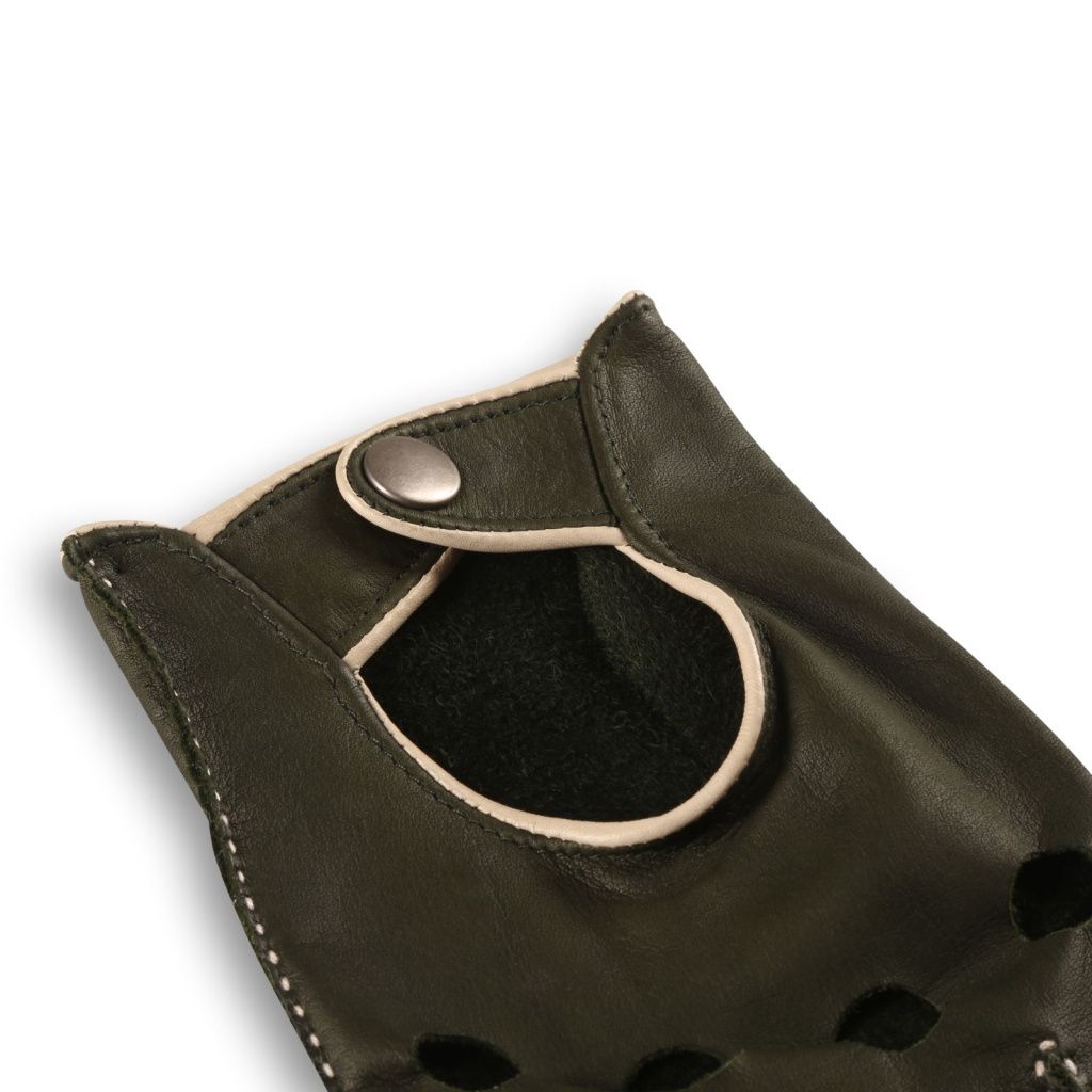 Luxury Hand-Stitched Green Driving Gloves