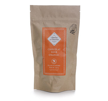 Éclats de chocolat noir 72 % orange artisanal