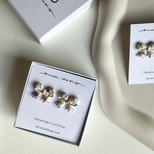 earrings bow | marble