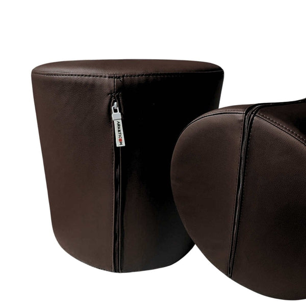 COVER CHILL ECO 55, Copri Pouf Cilindro in Ecopelle 55x42  Marrone Arketicom