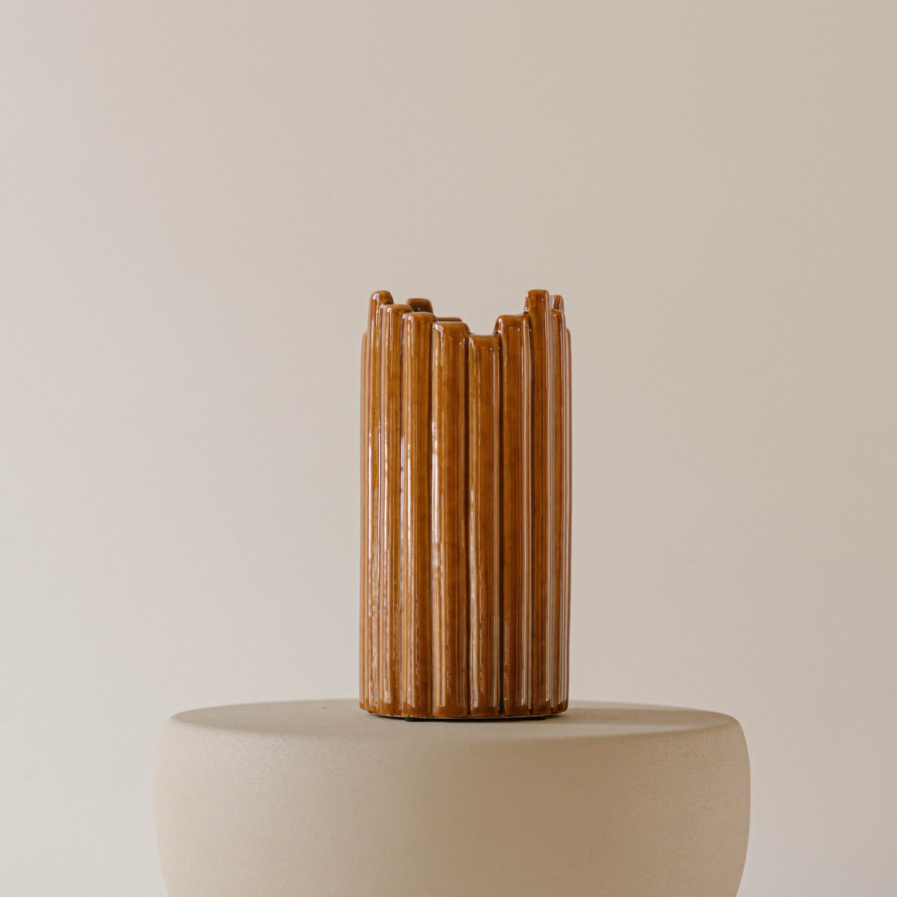 Indore Home - Vase Tubi - M - Designer Vase - Brown