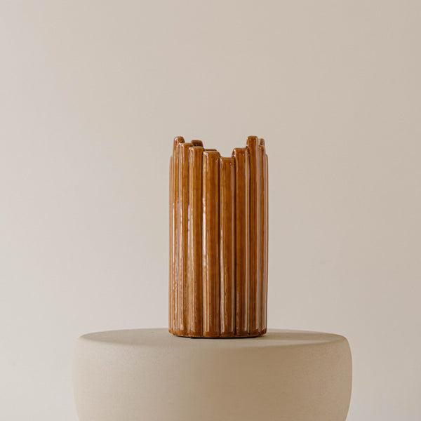 Indore Home - Vase Tubi - M - Designer Vase - Brown