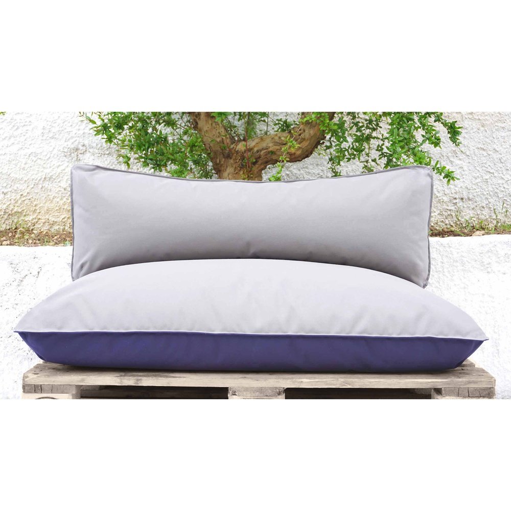 Cuscino per esterni double face, schienale 120x40 cm sfoderabile morbido blu e grigio (6171209924802))#color_Ocean:-Grigio-Chiaro-e-Blu-Medio (6171210318018)