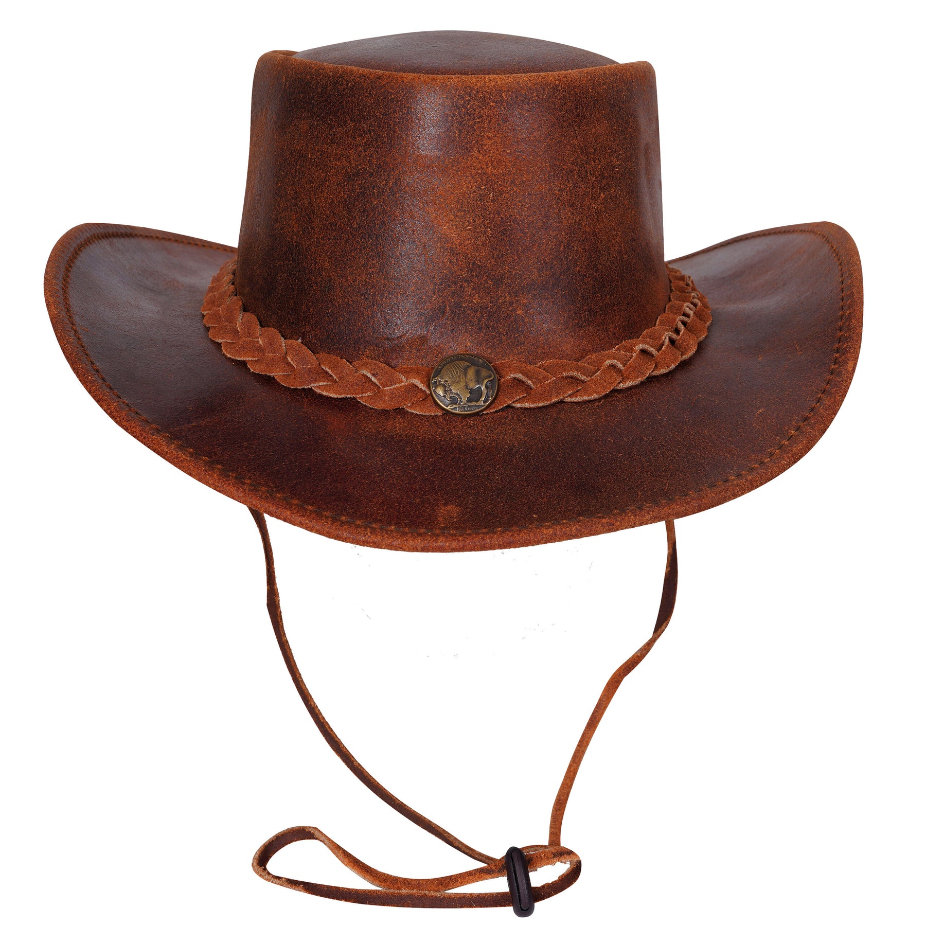 Leren hoed chestnut unisex