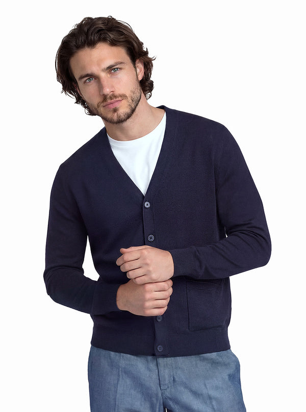 BRUSHED CARDIGAN WITH PATCH POCKETS