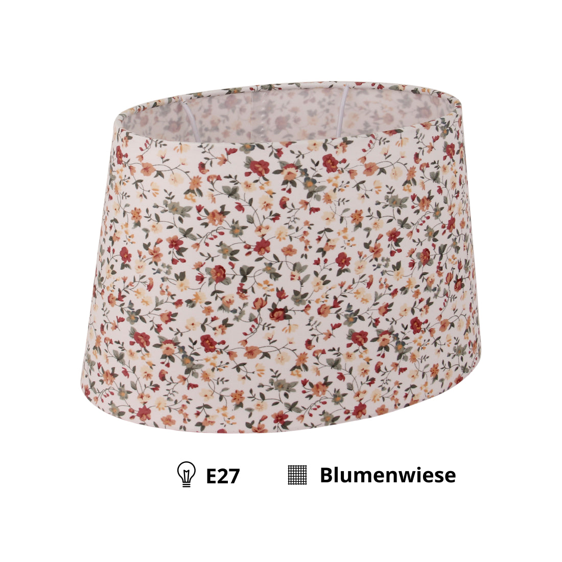 Pantalla de lámpara ovalada variada - Crema - 22 o 26 cm - Patrón floral para lámparas de mesa