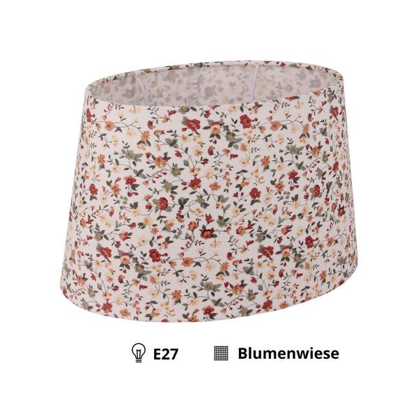 Pantalla de lámpara ovalada variada - Crema - 22 o 26 cm - Patrón floral para lámparas de mesa