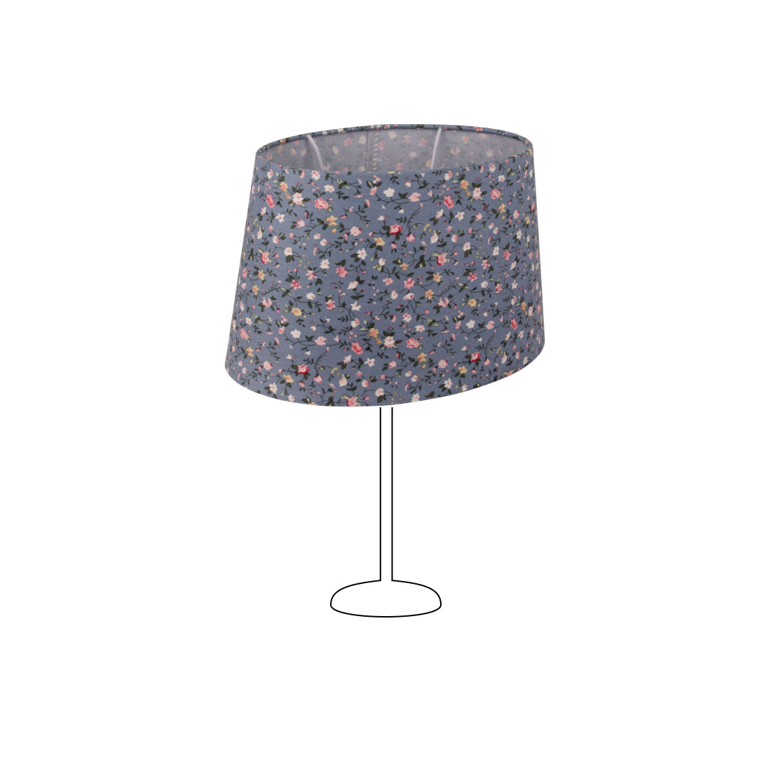 Pantalla de lámpara ovalada de flores varias - Azul claro - 22 o 26 cm - Patrón de flores romántico para lámparas de mesa