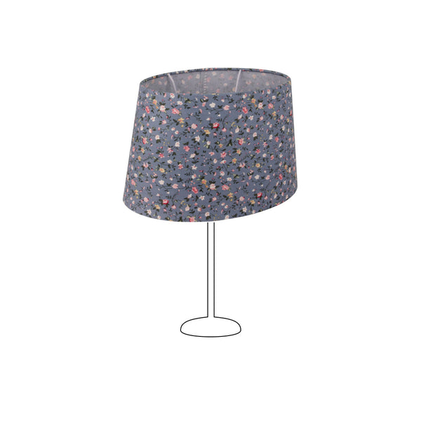 Pantalla de lámpara ovalada de flores varias - Azul claro - 22 o 26 cm - Patrón de flores romántico para lámparas de mesa