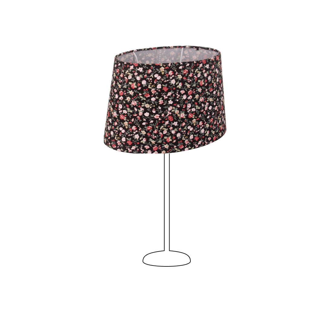 Različiti ovalni sjenilac za svjetiljke - Crno – 22 ili 26 cm – Romantični uzorak cvijeća za stolne svjetiljke