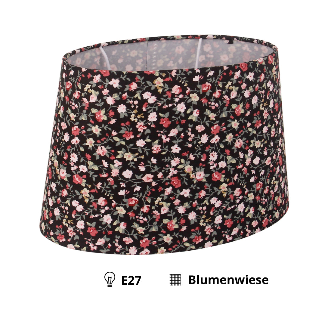 Različiti ovalni sjenilac za svjetiljke - Crno – 22 ili 26 cm – Romantični uzorak cvijeća za stolne svjetiljke