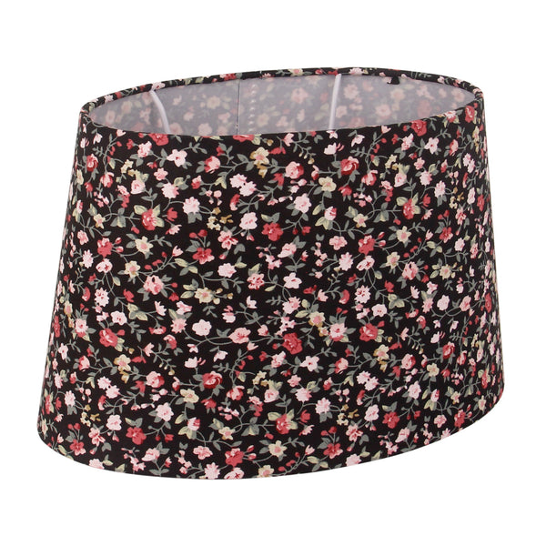 Različiti ovalni sjenilac za svjetiljke - Crno – 22 ili 26 cm – Romantični uzorak cvijeća za stolne svjetiljke