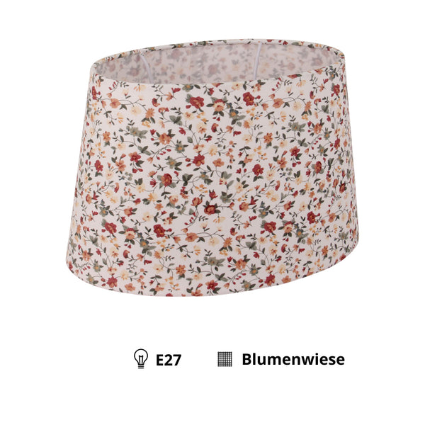 Pantalla de lámpara ovalada variada - Crema - 22 o 26 cm - Patrón floral para lámparas de mesa