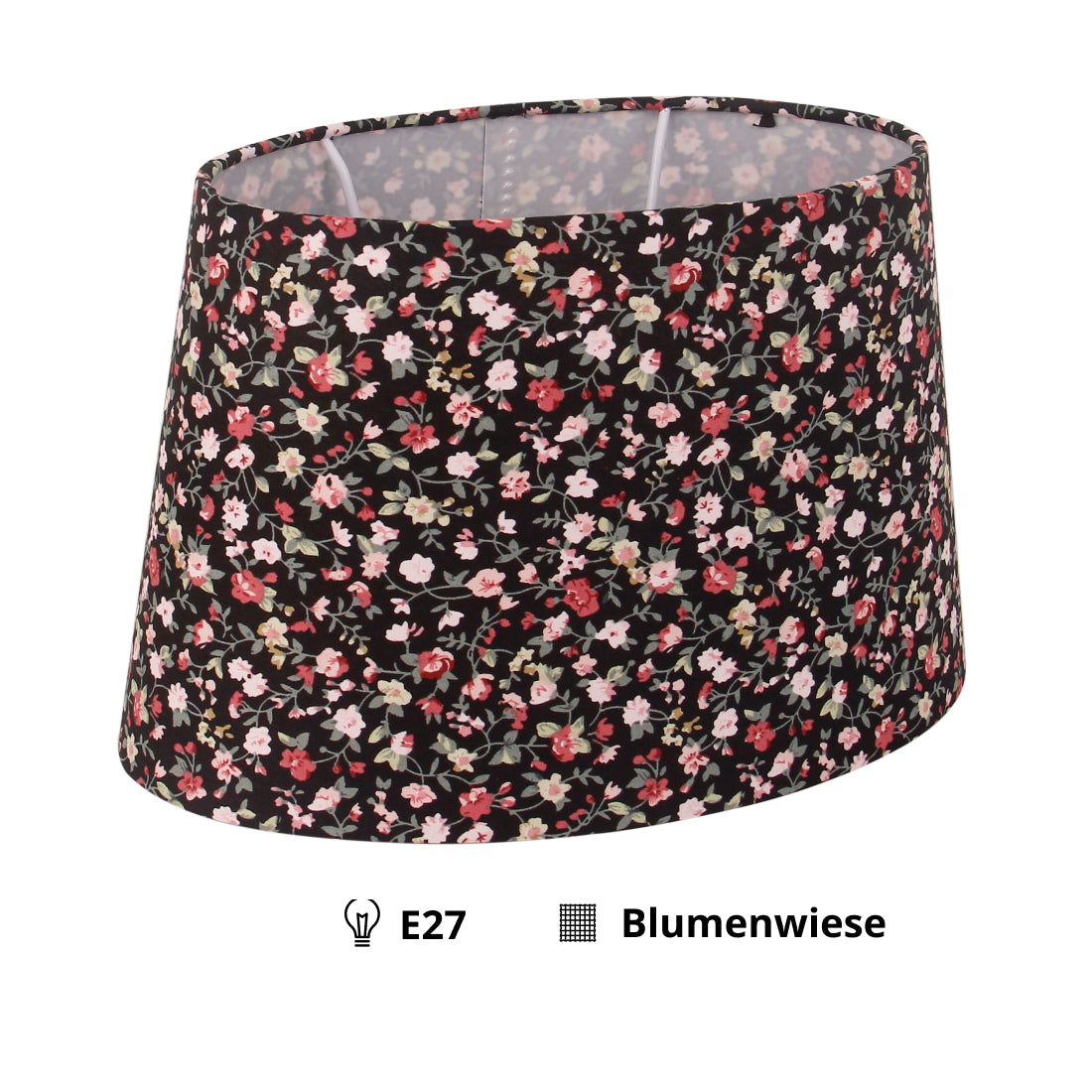 Različiti ovalni sjenilac za svjetiljke - Crno – 22 ili 26 cm – Romantični uzorak cvijeća za stolne svjetiljke