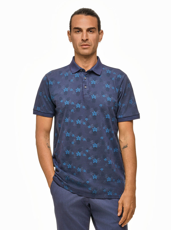 SHORT SLEEVE POLO IN PIQUET WITH LEAF PRINT