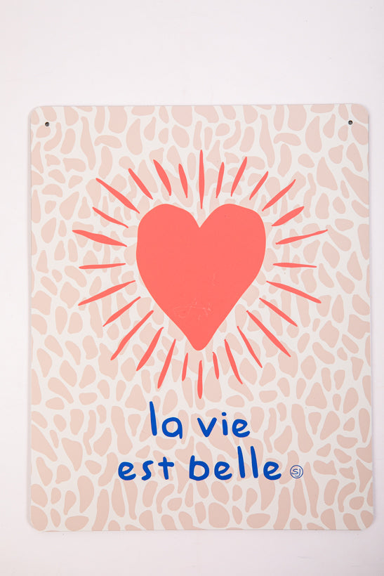Plaque décorative cœur la vie est belle