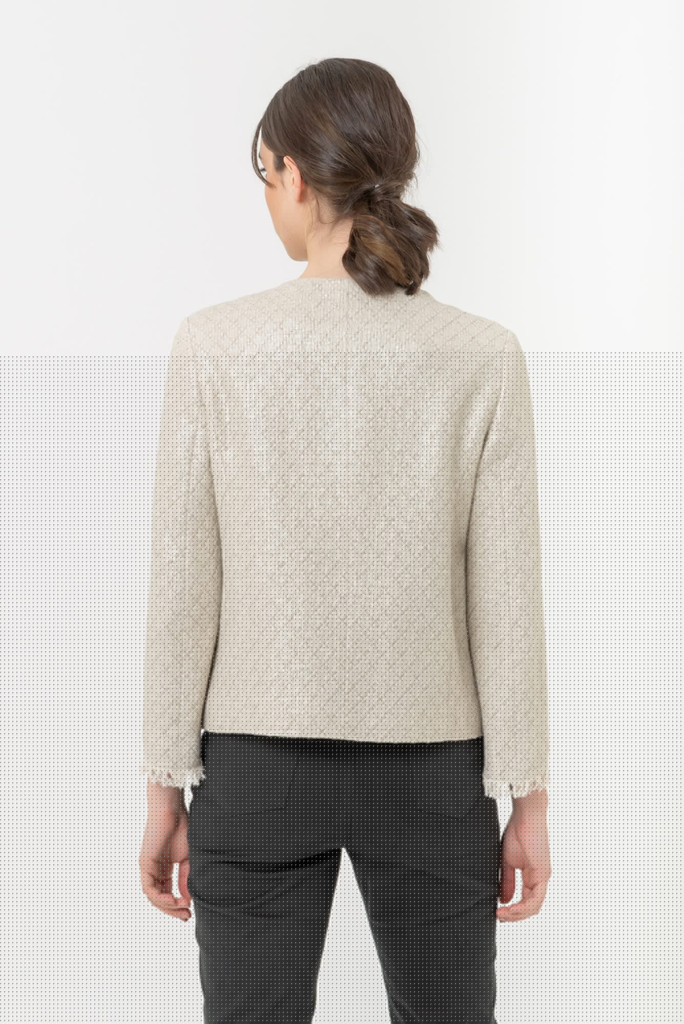 Coated straw jacket with Gattinoni logo buttons