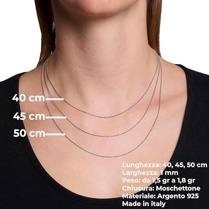 Rhodium-plated BALL CHAIN necklace in silver