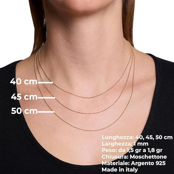 Diamond Ball Chain in Gold-Plated Silver