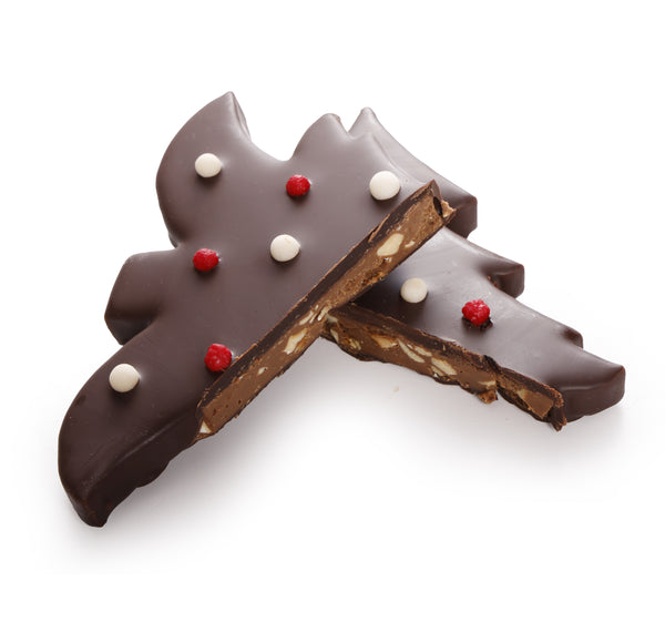 ALBERO DI NATALE AL GIANDUJA E NOCCIOLE CIOCCOLATO FONDENTE