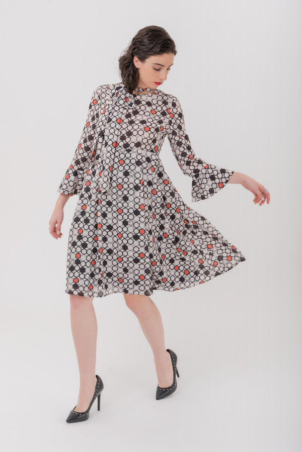 Midi Dress with Geometric Print