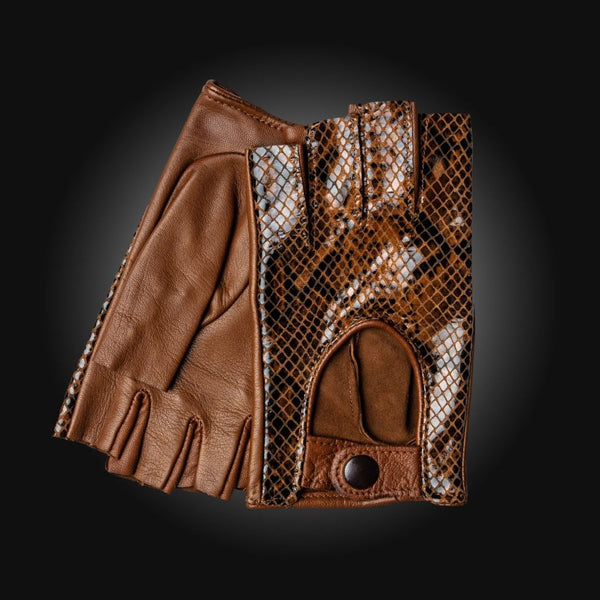 Glossy Elegant Fingerless Gloves with Snake Pattern