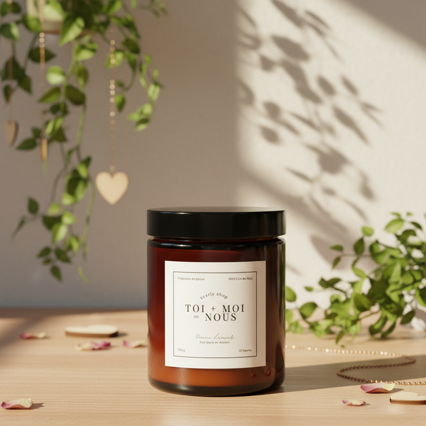 Bougie de Saint-Valentin Édition Limitée 35h - Toi + Moi = Nous - Pomme d'Amour
