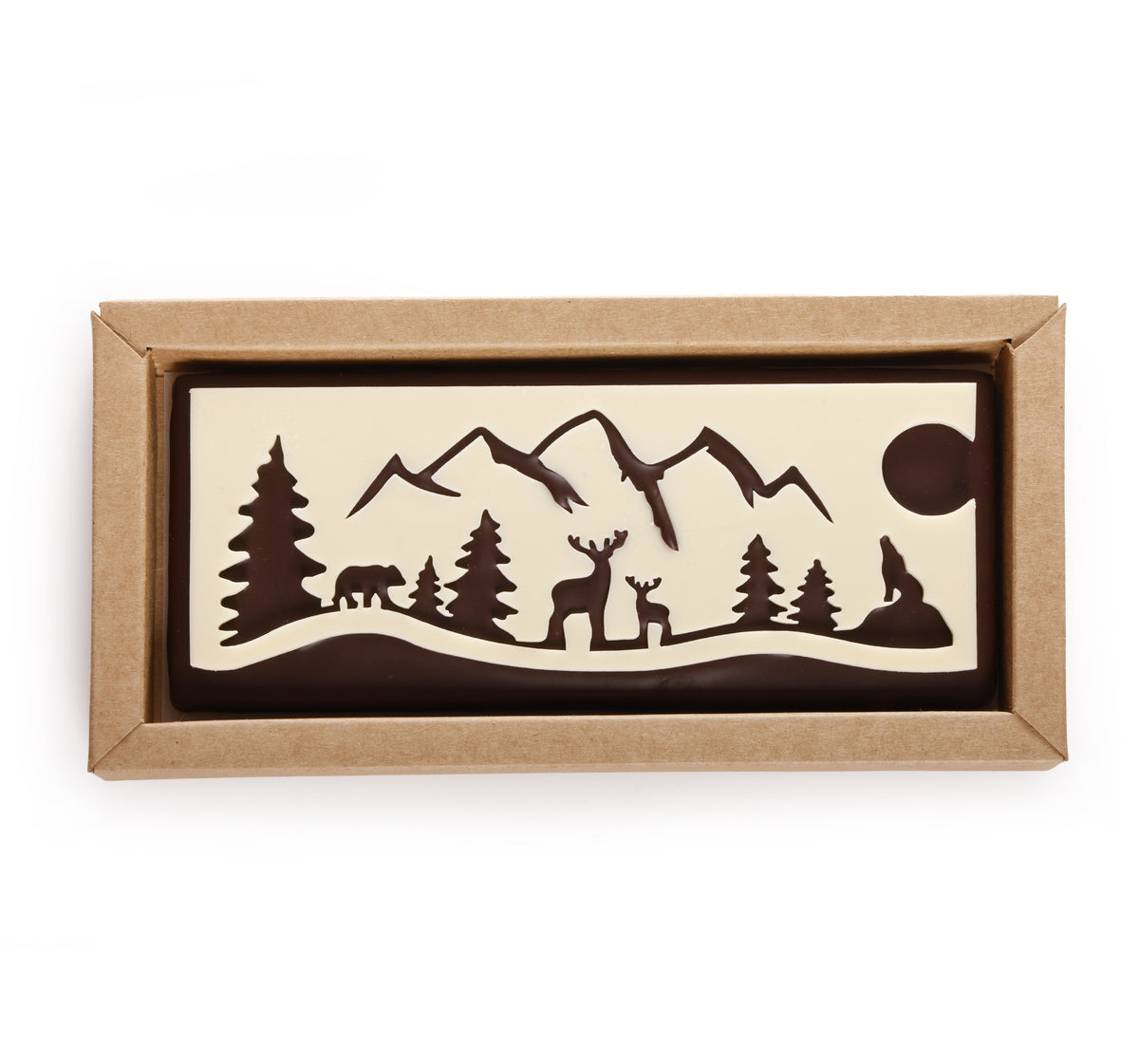 KERSTLANDSCHAP RECHTHOEKIGE PRALINE DONKER CHOCOLADE