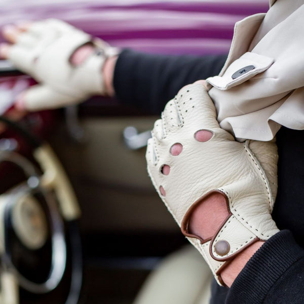 Premium Hand-Stitched Fingerless Gloves Made from American Deerskin