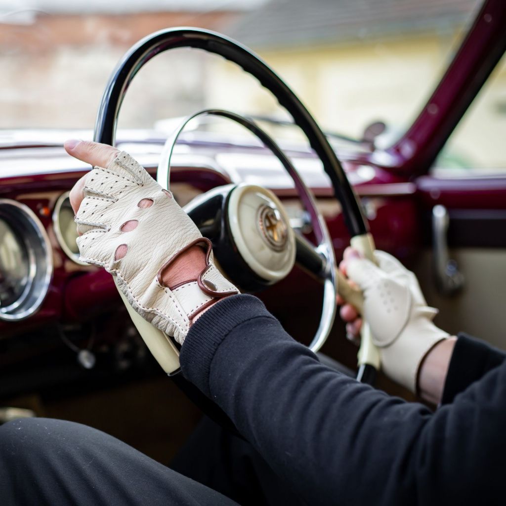 Premium Hand-Stitched Fingerless Gloves Made from American Deerskin
