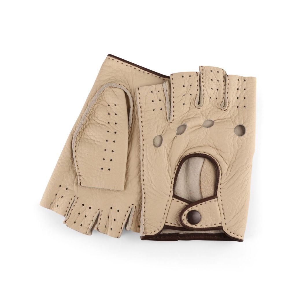 Premium Hand-Stitched Fingerless Gloves Made from American Deerskin