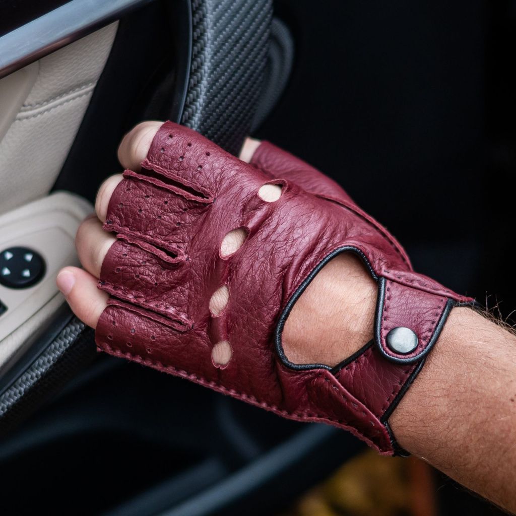 Premium Hand-Stitched Fingerless Gloves Made from American Deerskin