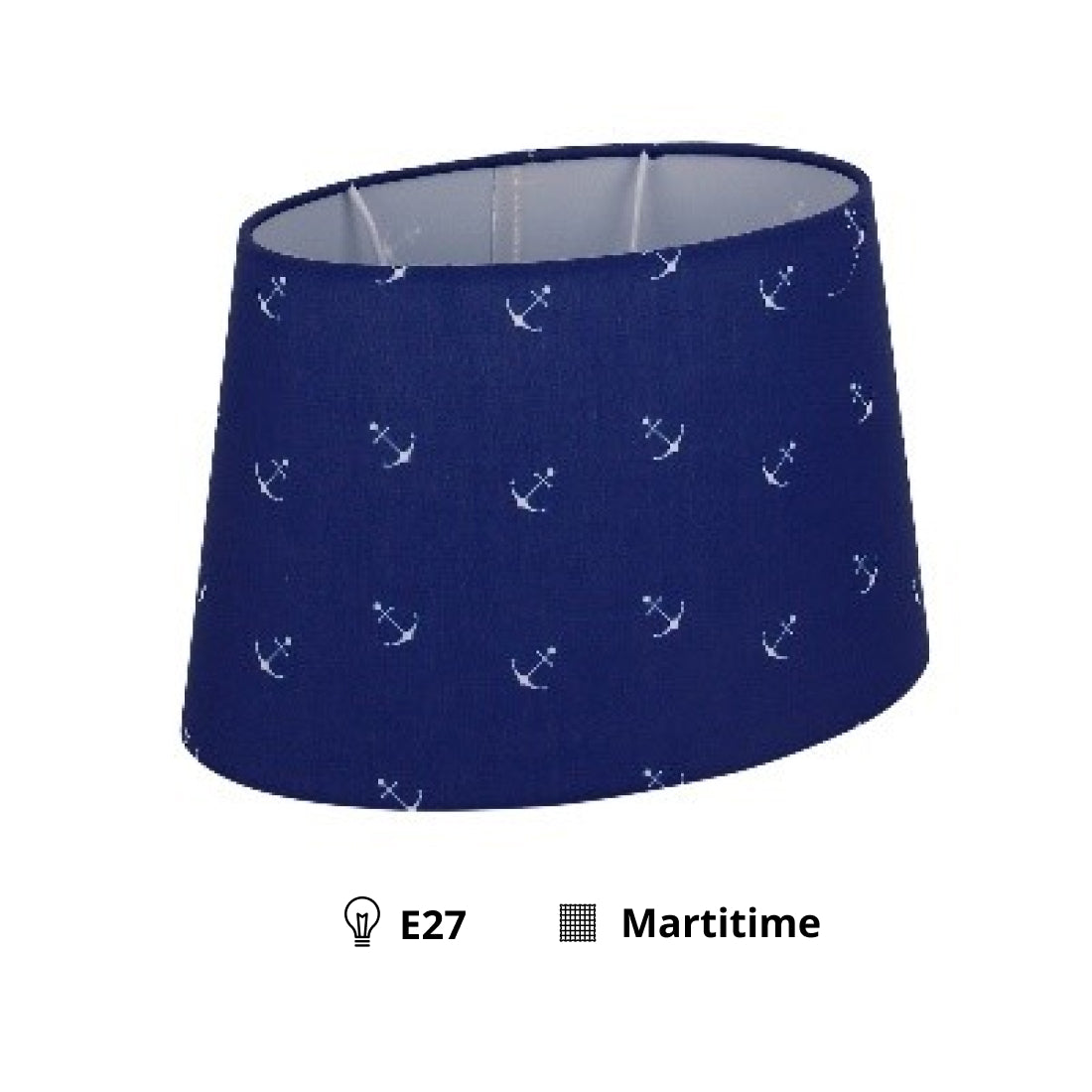 Abat-jour ovale varié - Maritime - Bleu - Ø20 cm - Petite Ancre