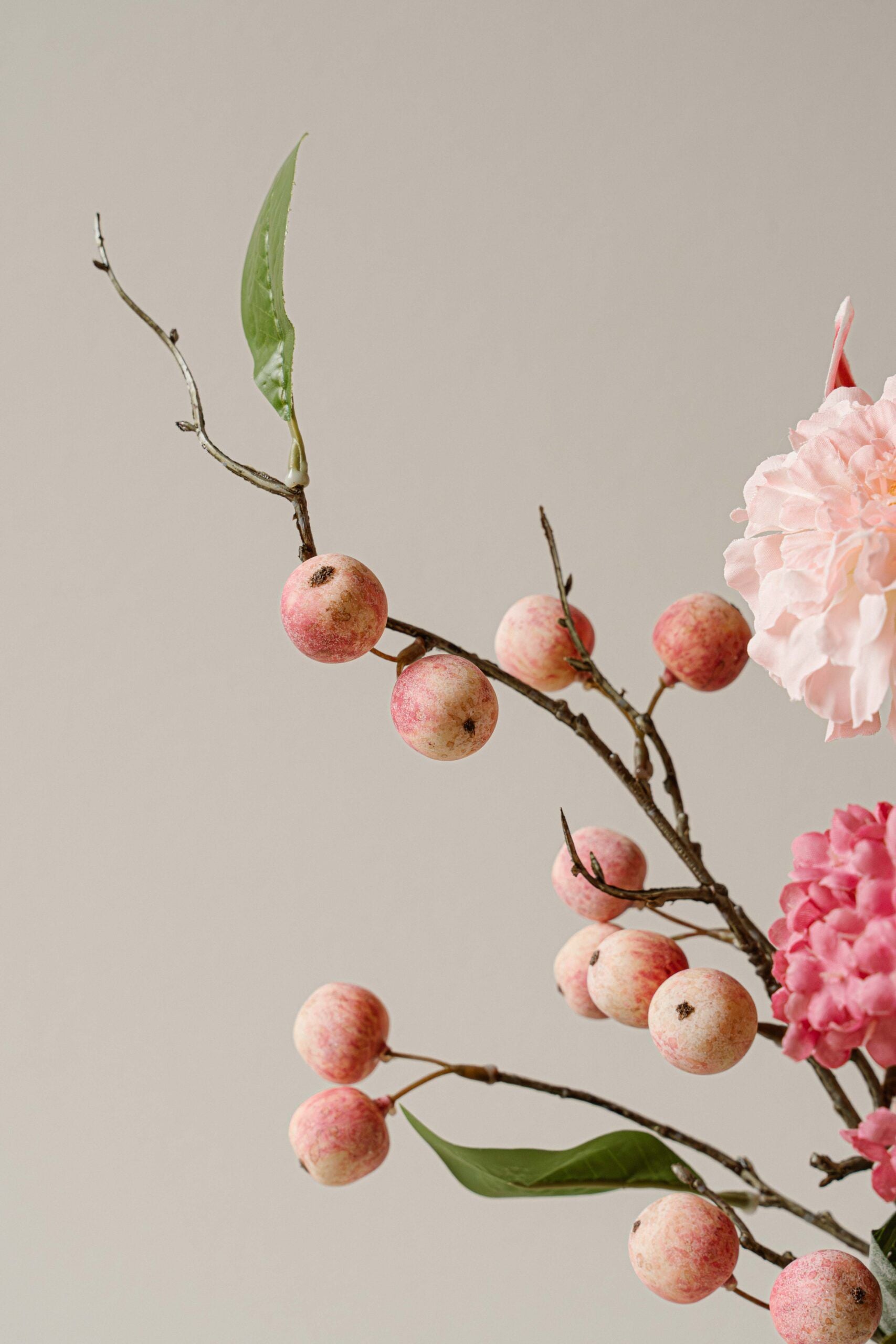 Indore Silva - Mini apple - Light pink - artificial branch - silk