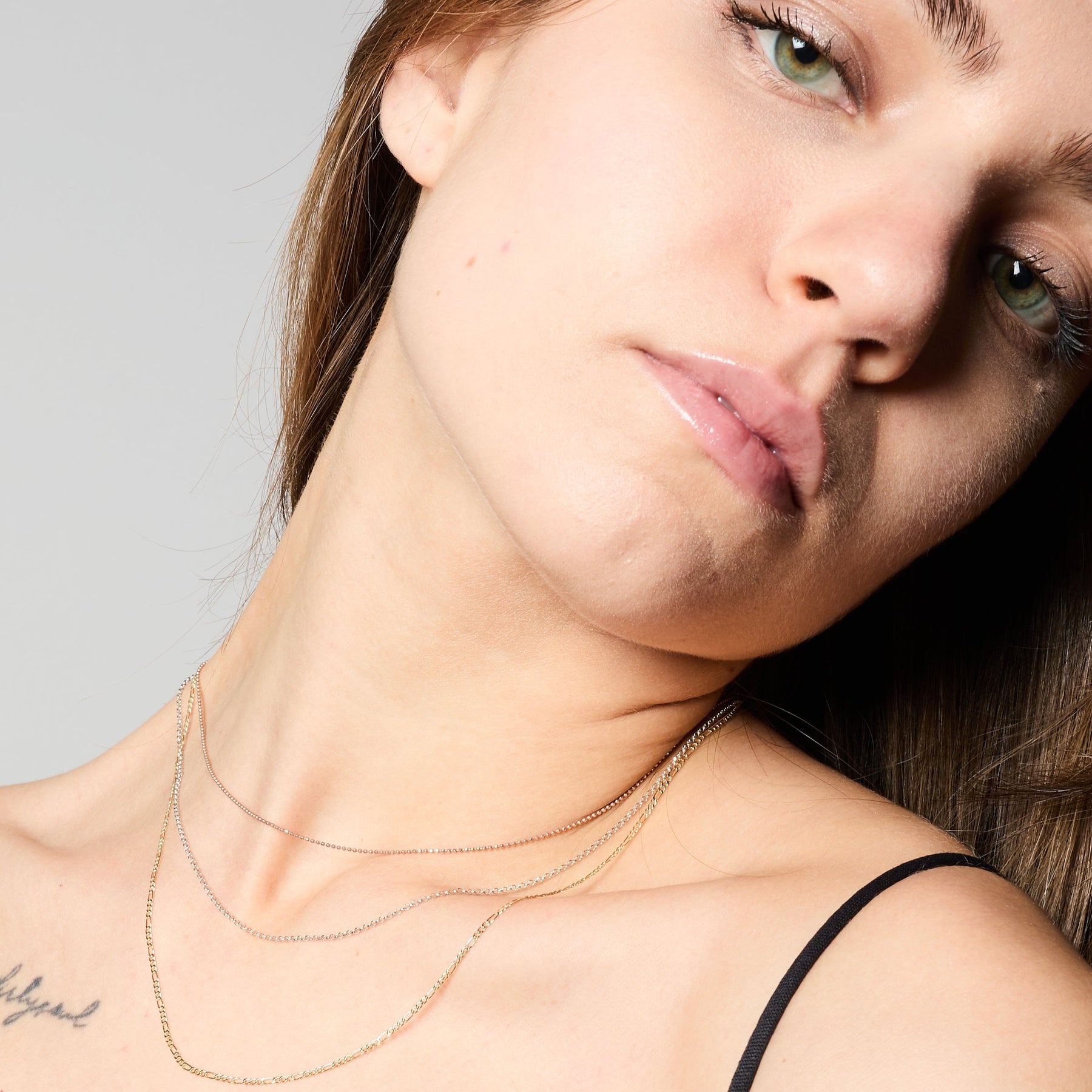 VENETIAN link chain in rhodium-plated silver