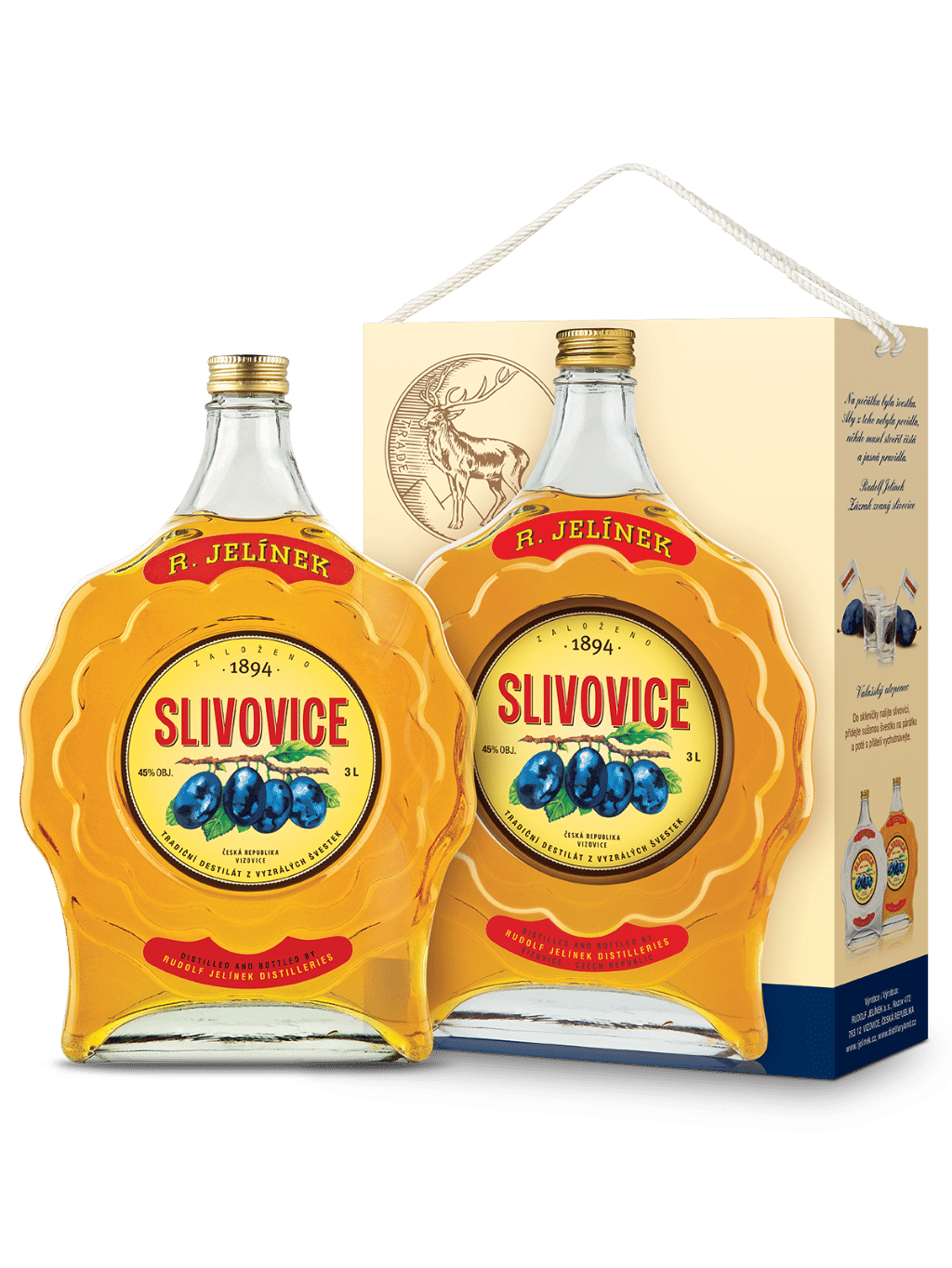 R. JELÍNEK Golden Slivovice R. JELÍNEK 45% 3l Gift Bottle: Gift Label