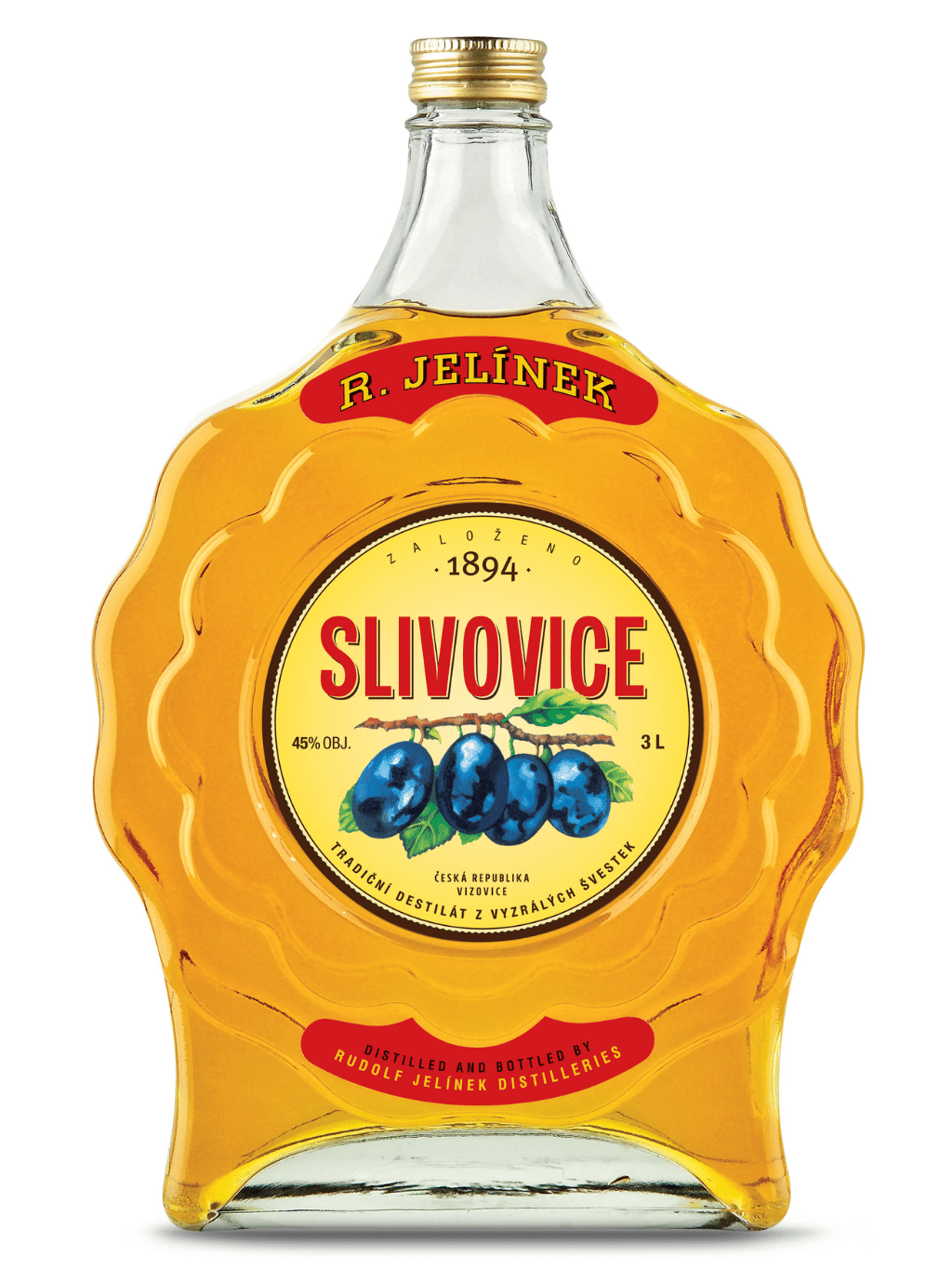 R. JELÍNEK Golden Slivovice R. JELÍNEK 45% 3l Gift Bottle: Gift Label