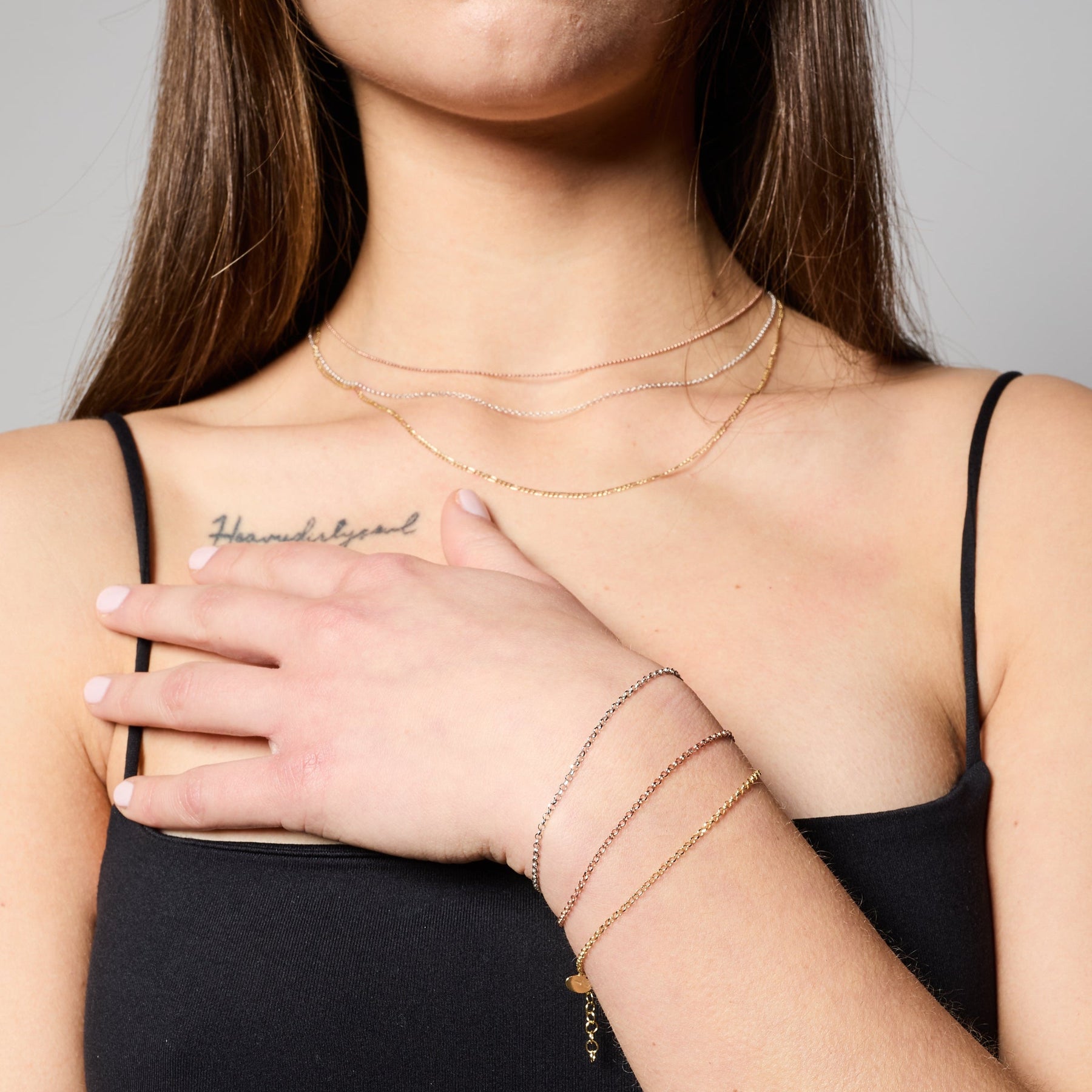ROLO' DIAMOND LINK Bracelet in Rose Silver ref. LC168