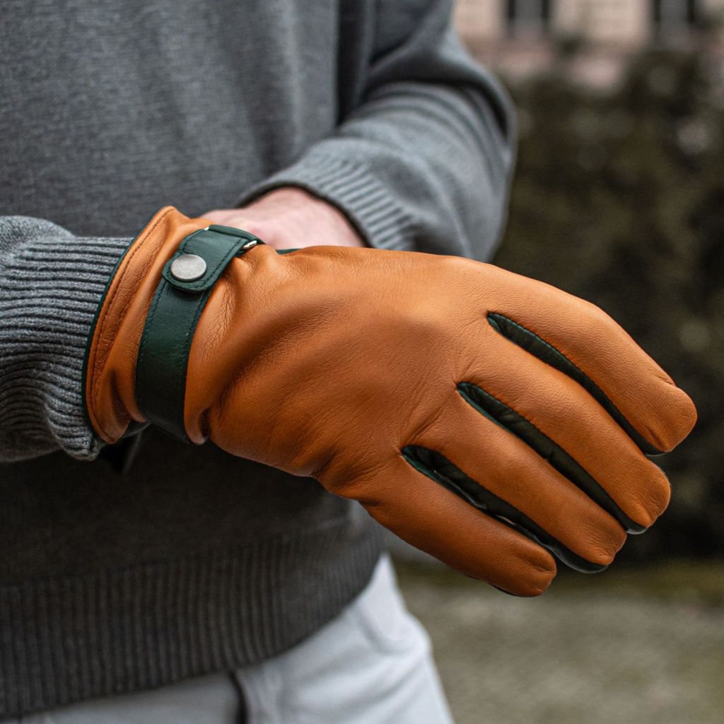 Men's Colorful Gloves with Strap and Cashmere