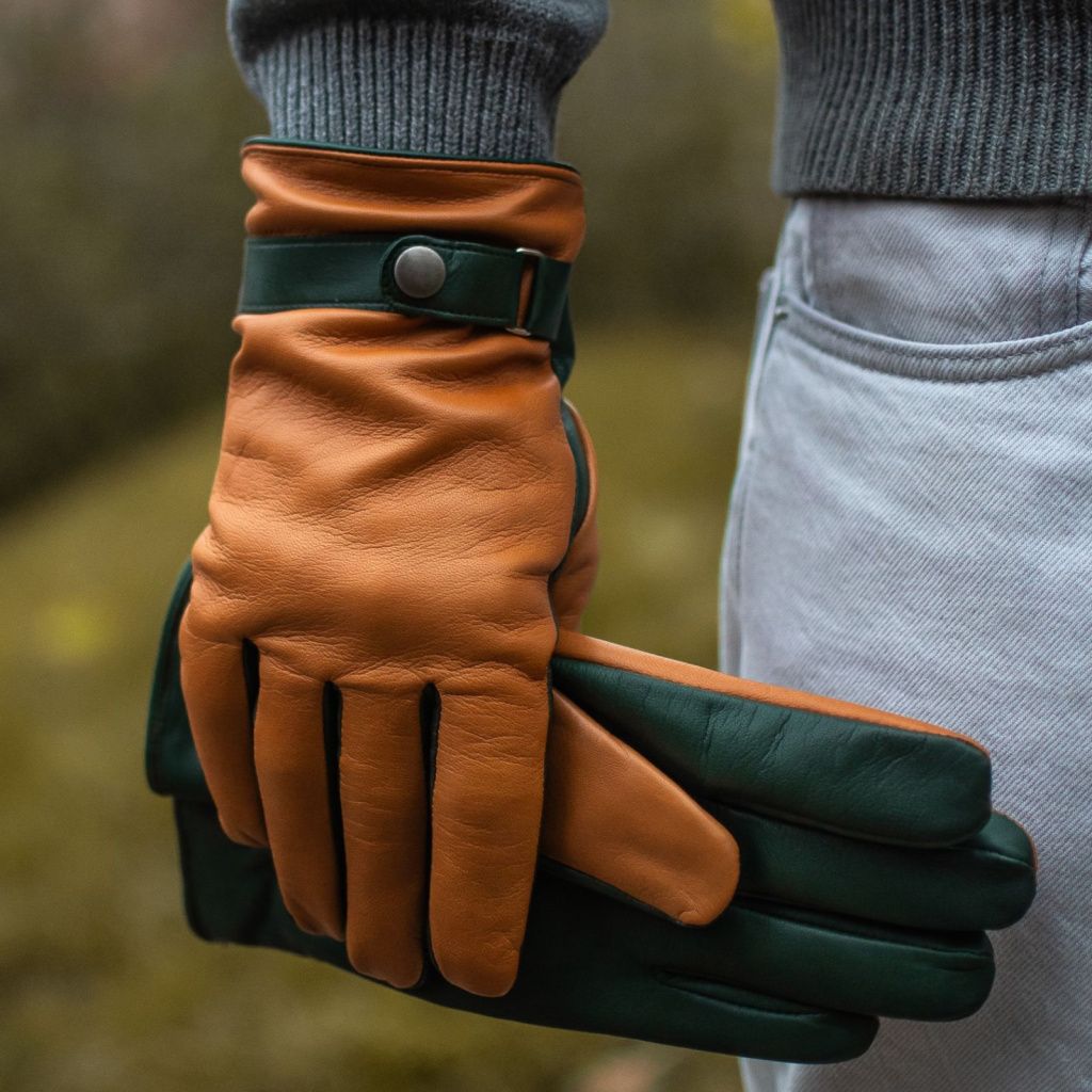 Men's Colorful Gloves with Strap and Cashmere