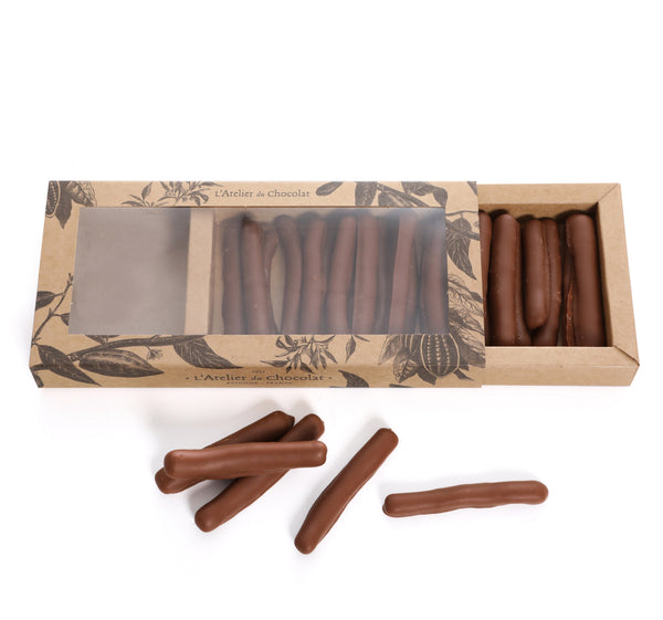 Box of milk chocolate lemon sticks
