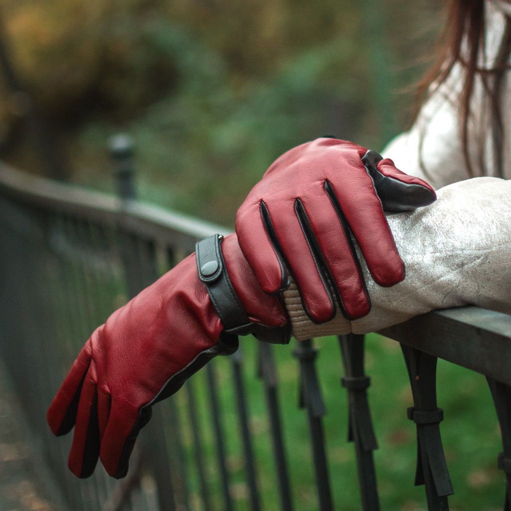 Women's Gloves with Strap and Cashmere