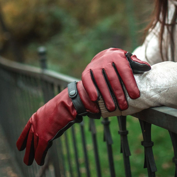 Women's Gloves with Strap and Cashmere