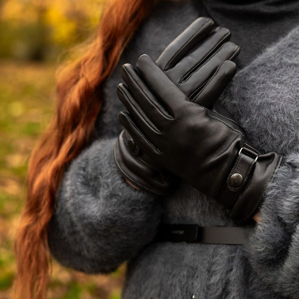 Women's Gloves with Strap and Cashmere